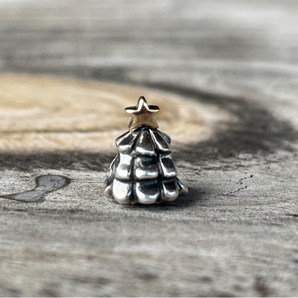 Pandora Christmas Tree 14K Gold & Sterling Silver Charm - Picture 1 of 3